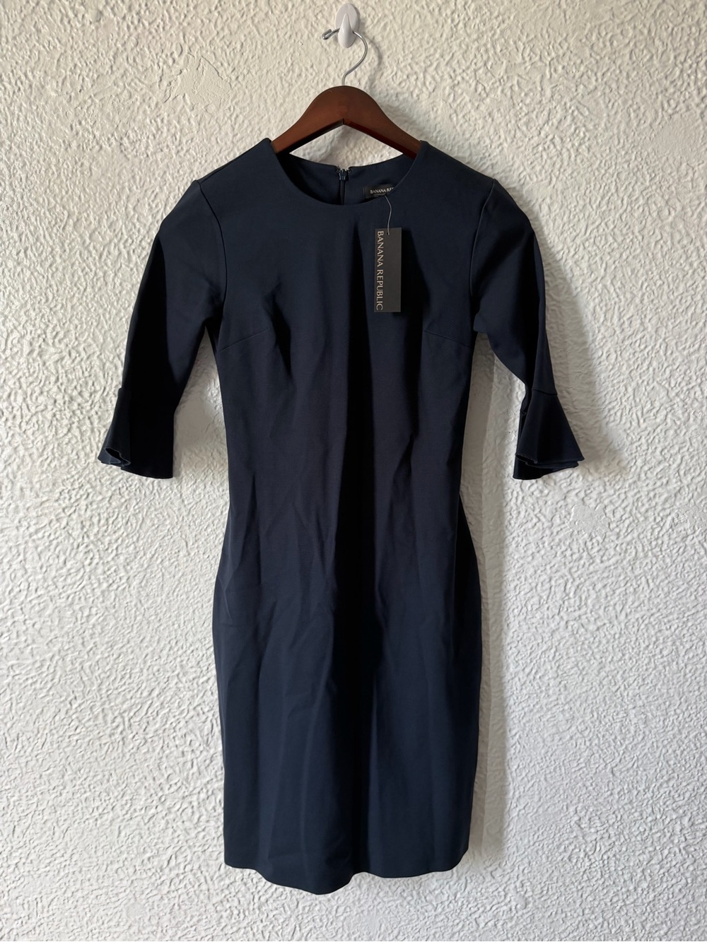 Banana Republic Navy Blue Dress with Flounce Sleeves - NWT
